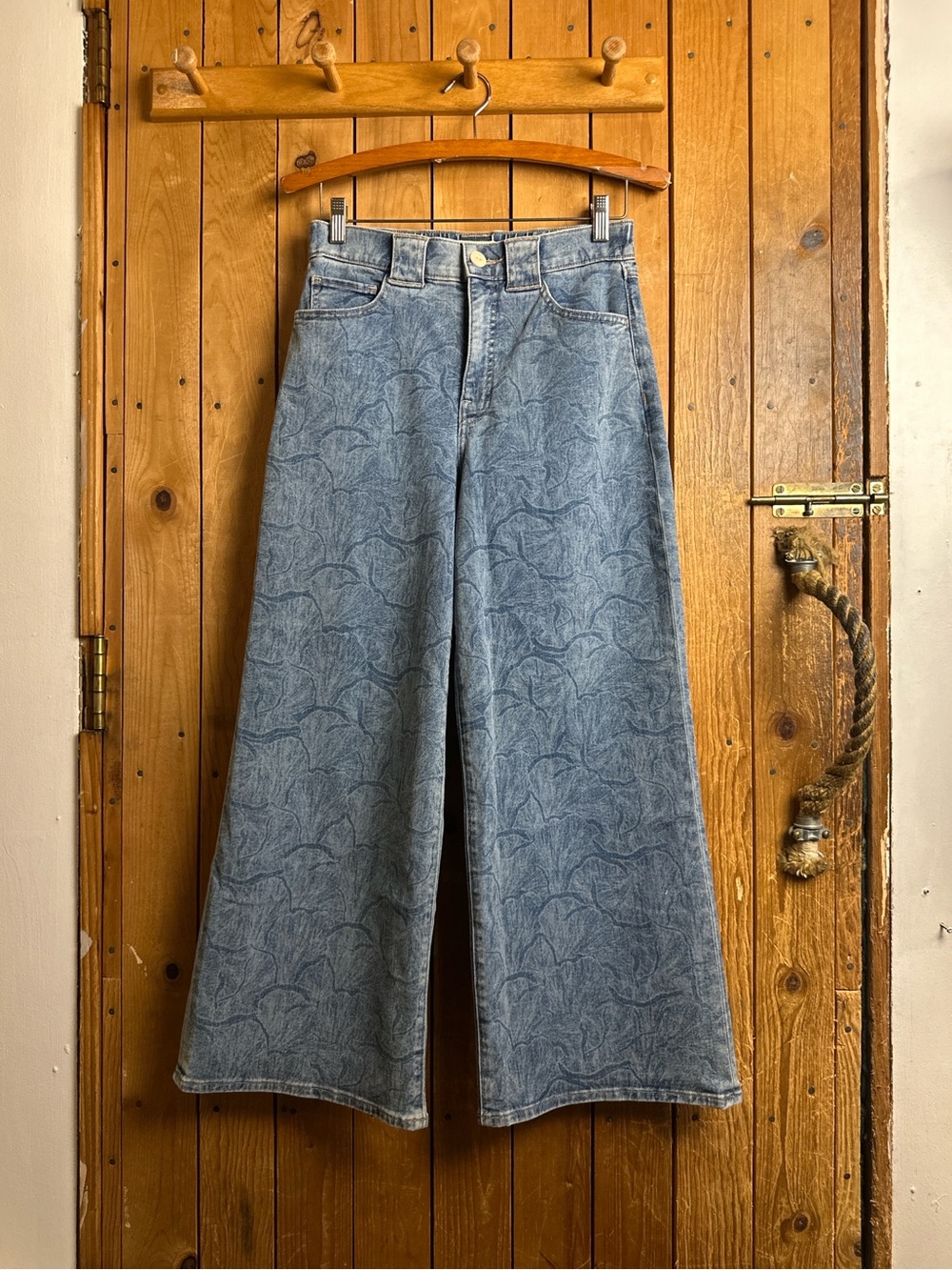 UpWest Mushroom Laser Printed Cropped Wide Leg Jeans Women’s Size Small